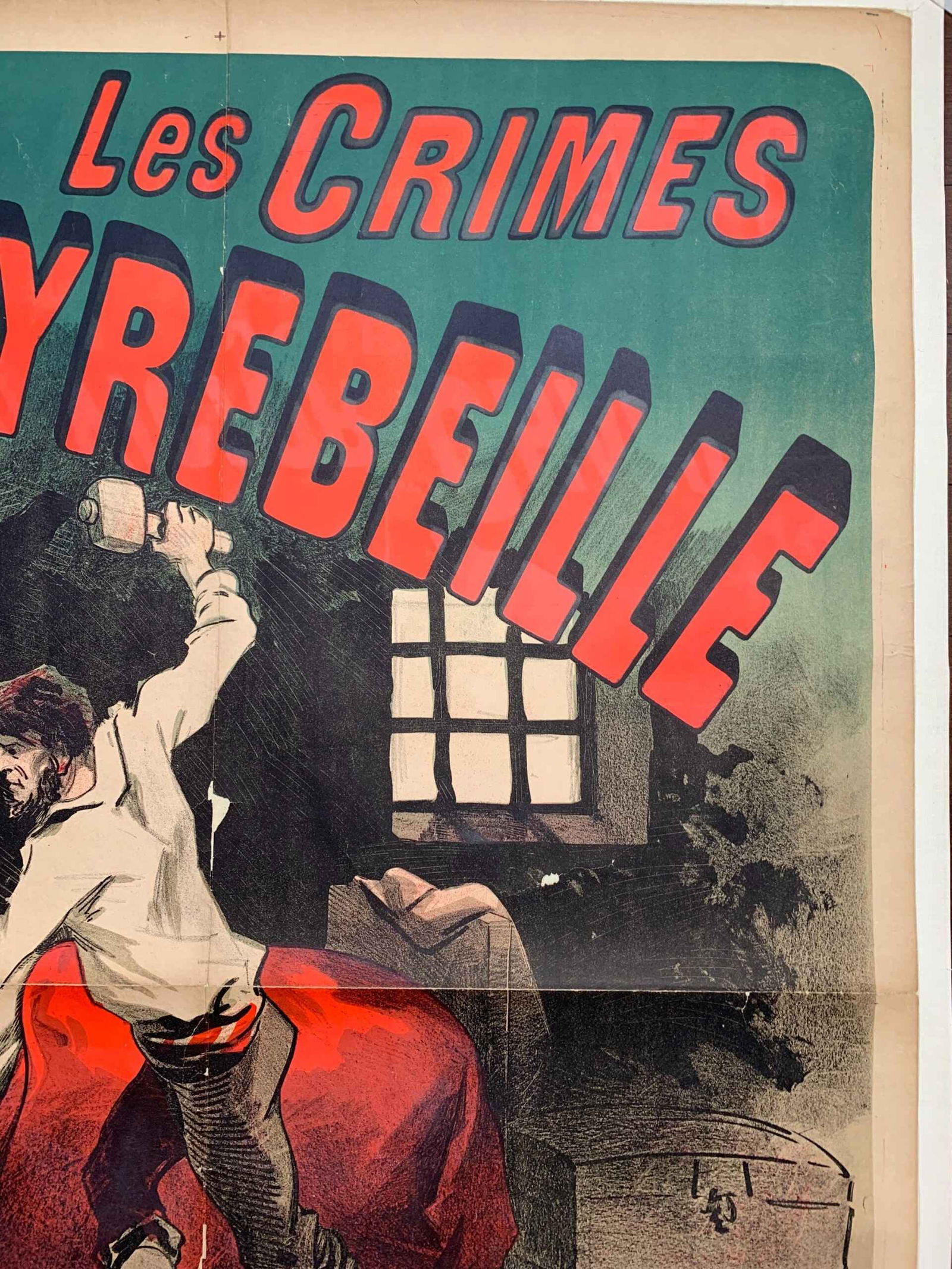 Les Crimes De Peyrebeille Rare Cheret Art (1885) 34x49 French Lithograph Poster LB - 3