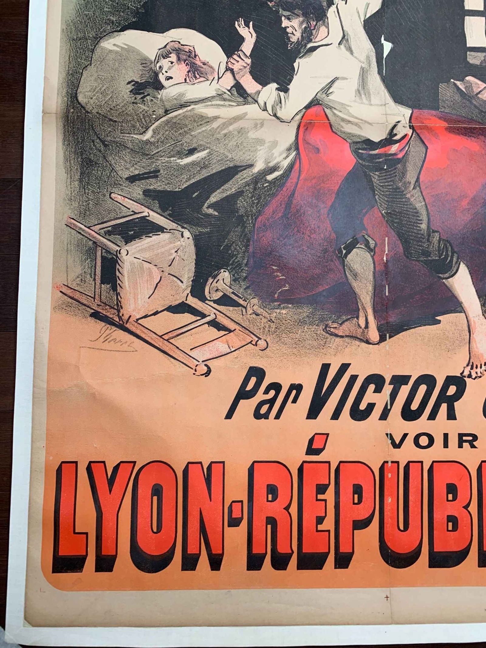 Les Crimes De Peyrebeille Rare Cheret Art (1885) 34x49 French Lithograph Poster LB - 5