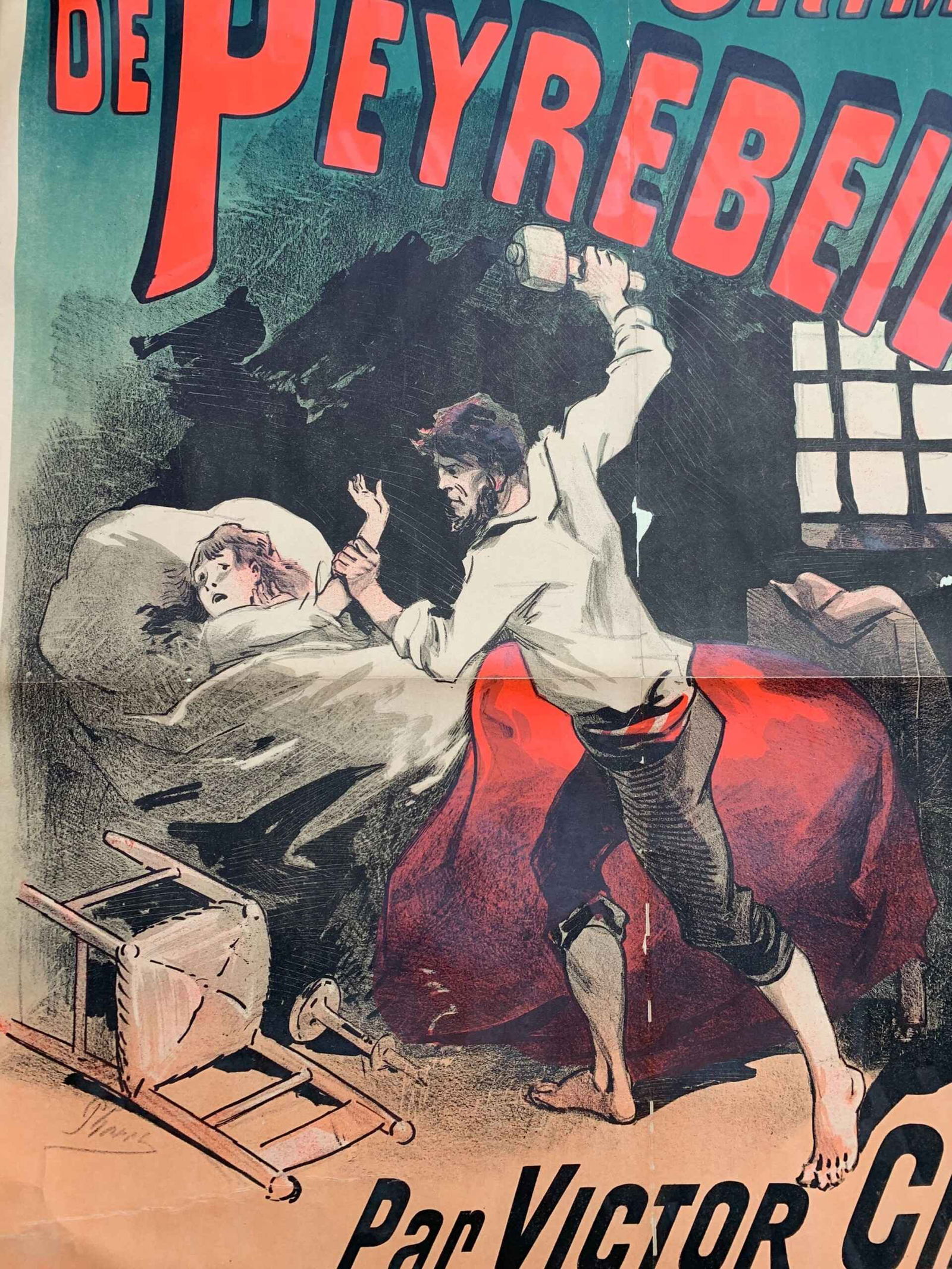 Les Crimes De Peyrebeille Rare Cheret Art (1885) 34x49 French Lithograph Poster LB - 6