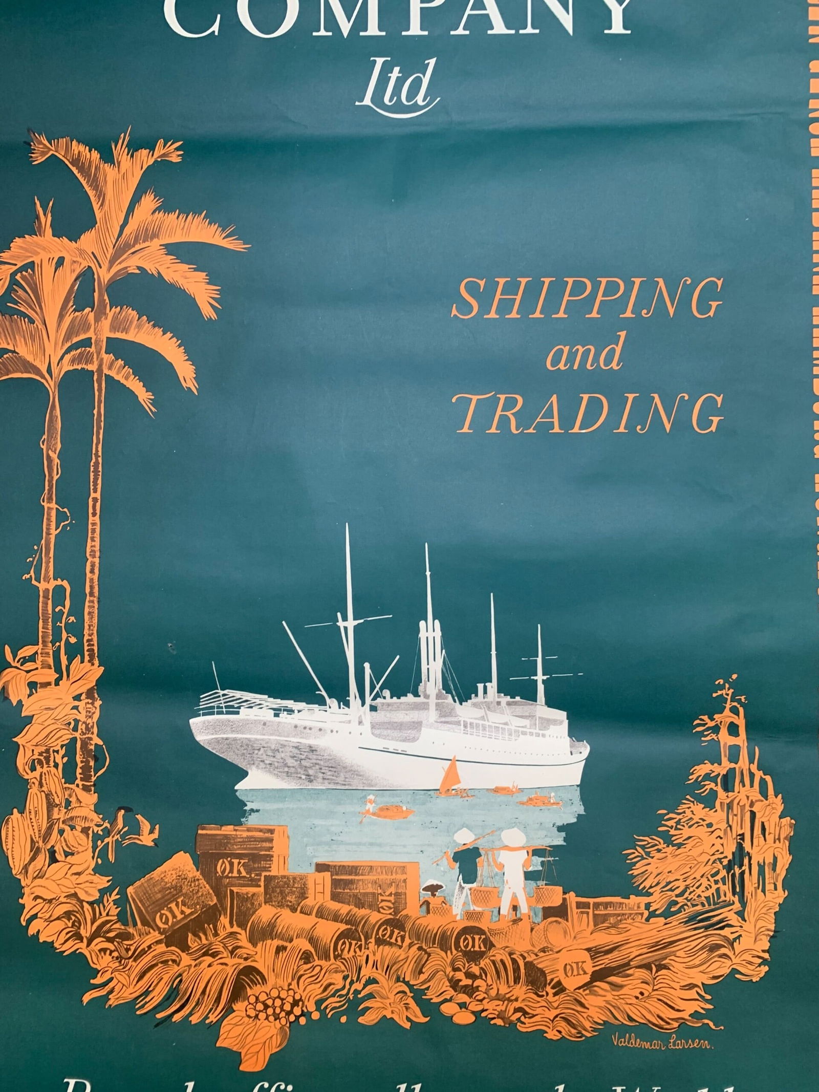 East Asiatic Company - Art by Valdemar Larsen (1941) 24.4x39.4 UK Advertising Poster - 2