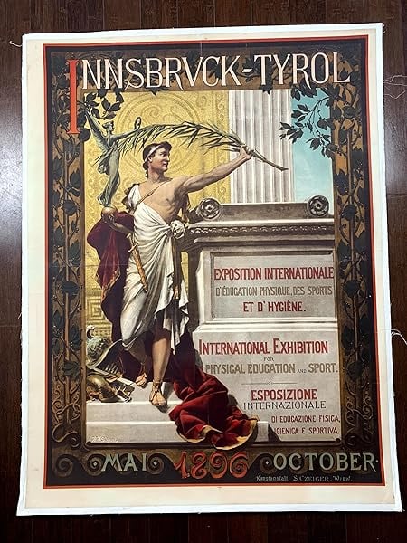 Innsbruck-Tyrol - Art By A.H. Schram (1896) 35.5x46.5 Austrian Exhibition Poster LB - 2