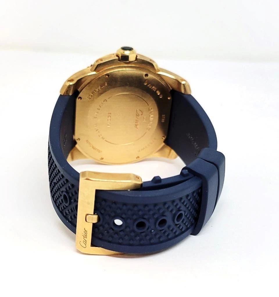 18k Rose CARTIER CALIBRE Blue Dial Automatic Mens Watch Ref 3730* 42MM EXLNT - 4