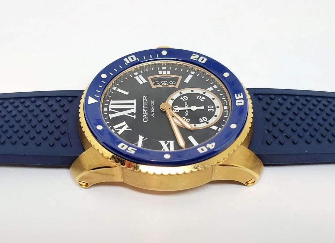 18k Rose CARTIER CALIBRE Blue Dial Automatic Mens Watch Ref 3730* 42MM EXLNT - 7