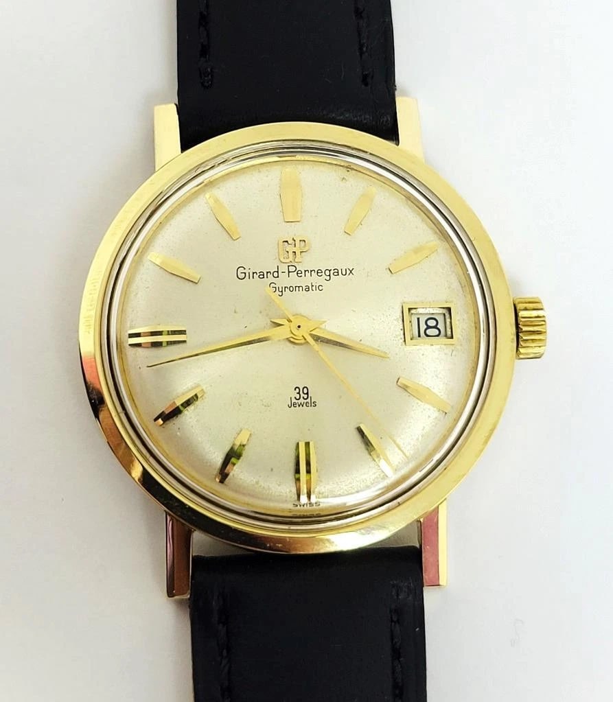 Vintage 14k GIRARD PERREGAUX Mens 39 Jewels Gyromatic Watch 1960s EXLNT SERVICED: Vintage 14k GIRARD PERREGAUX Mens 39 Jewels Gyromatic Watch 1960s EXLNT SERVICED Vintage 14k GIRARD PERREGAUX Mens 39 Jewels Gyromatic Watch 1960s EXLNT SERVICED Description Vintage 14k GIRARD PERREGA
