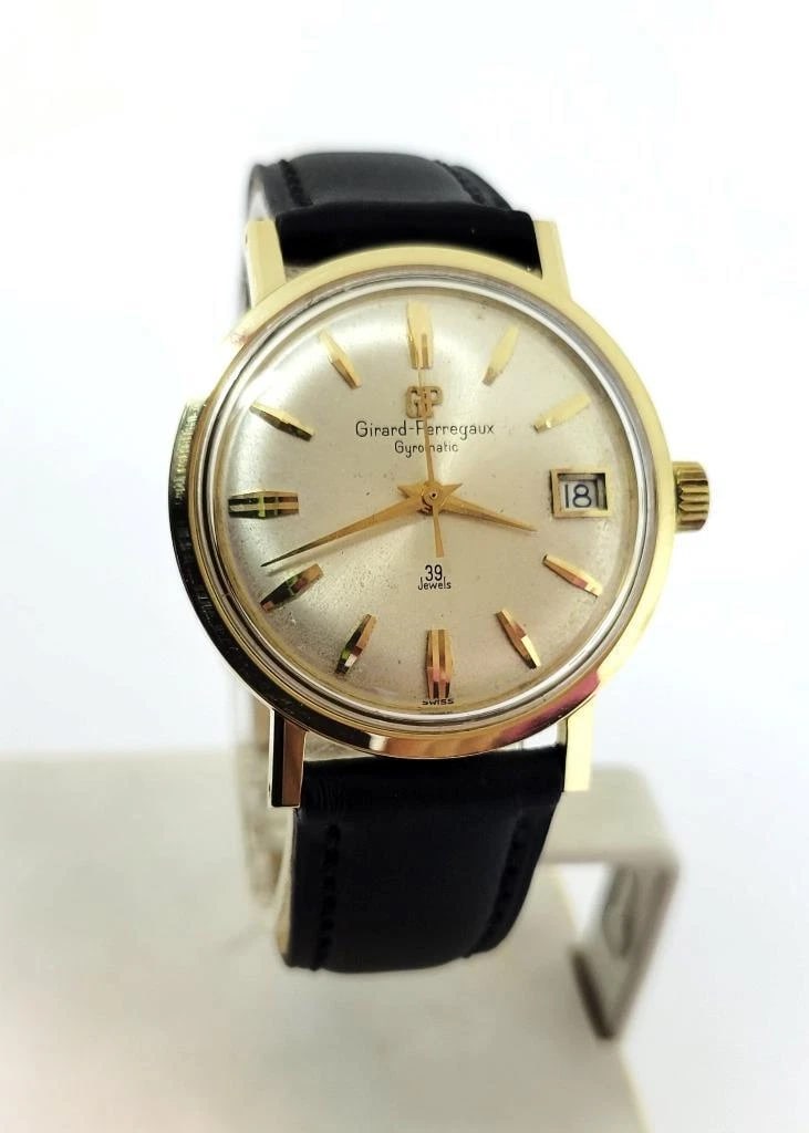 Vintage 14k GIRARD PERREGAUX Mens 39 Jewels Gyromatic Watch 1960s EXLNT SERVICED - 3