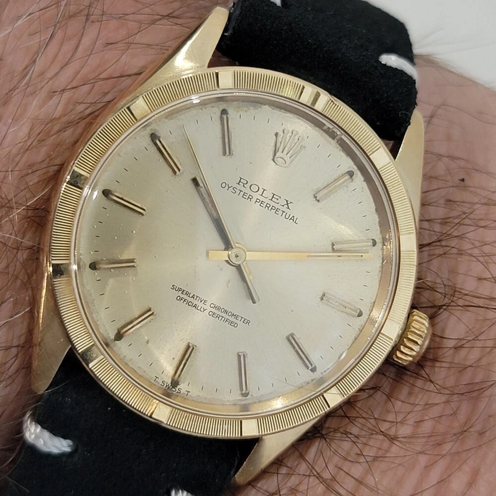 Rolex Oyster Perpetual Ref 1007 34mm 1960s 18k Solid Gold Mens Automatic RA438B - 12