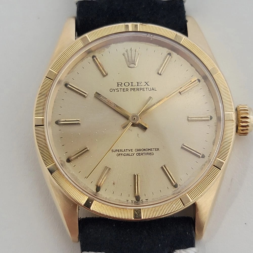 Rolex Oyster Perpetual Ref 1007 34mm 1960s 18k Solid Gold Mens Automatic RA438B - 2