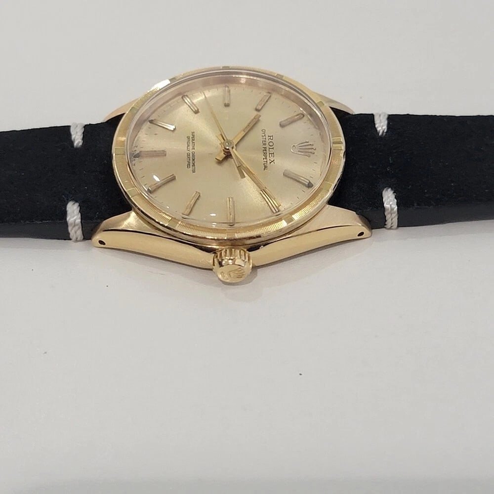 Rolex Oyster Perpetual Ref 1007 34mm 1960s 18k Solid Gold Mens Automatic RA438B - 4