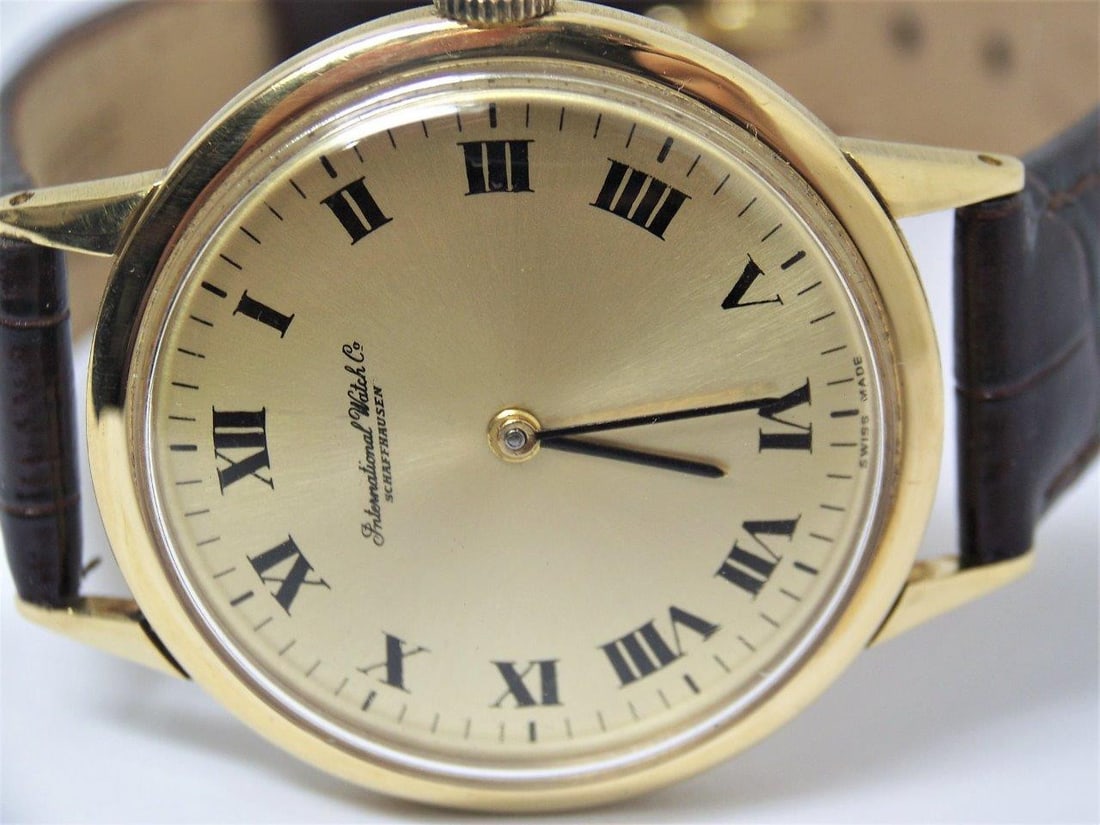 Vintage 18k Gold IWC SHAFFHAUSEN Winding Watch 1960s Cal C423 EXLNT* SERVICED - 7