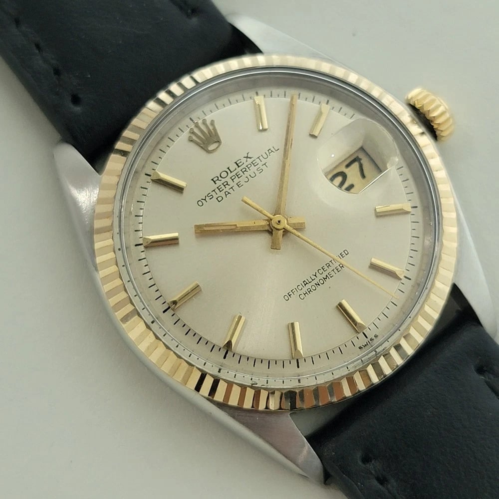 Rolex Oyster Datejust Ref 1601 36mm 18k SS 1970s Mens Automatic Vintage RA591: Title:Rolex Oyster Datejust Ref 1601 36mm 18k SS 1970s Mens Automatic Vintage RA591 Description:World icon, Men's Rolex Oyster Perpetual 1601 the Datejust in 18k yellow gold and stainless steel automa