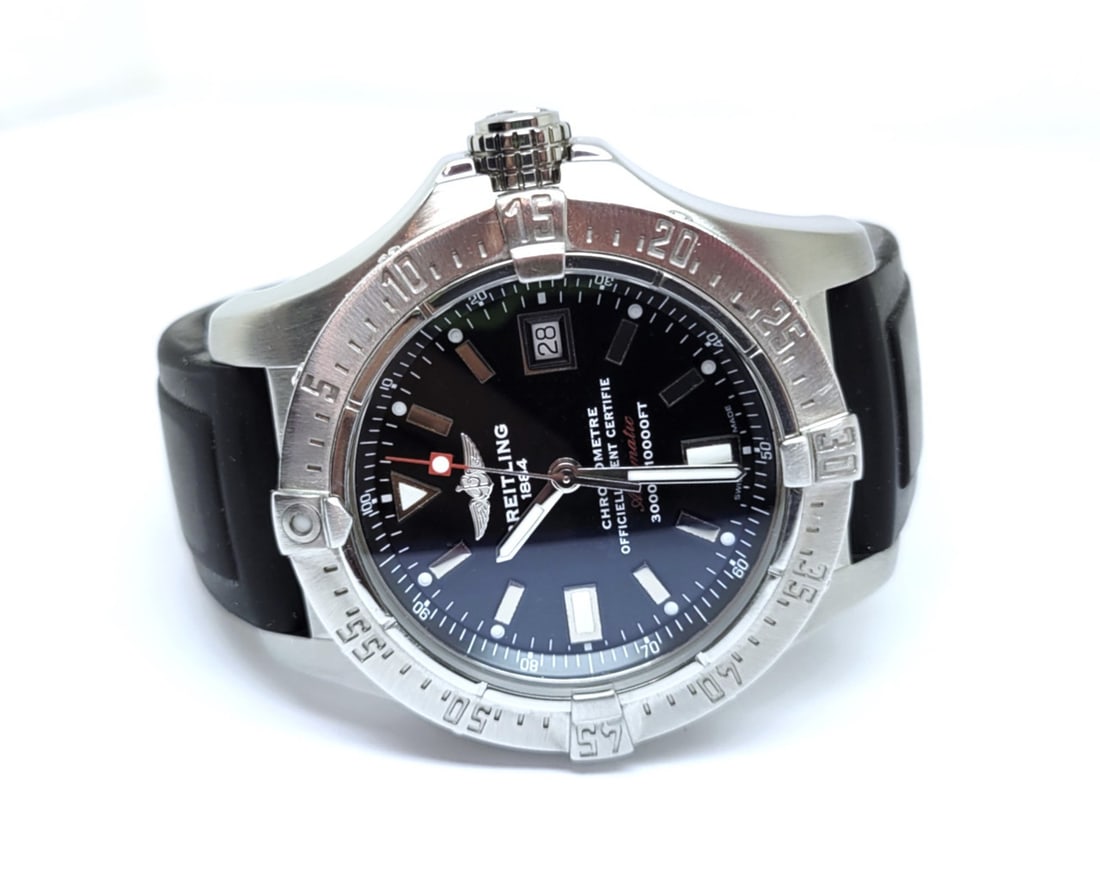 S/Steel BREITLING AVENGER SEAWOLF Automatic Watch A17330 Black Dial 45 mm* EXLNT - 3