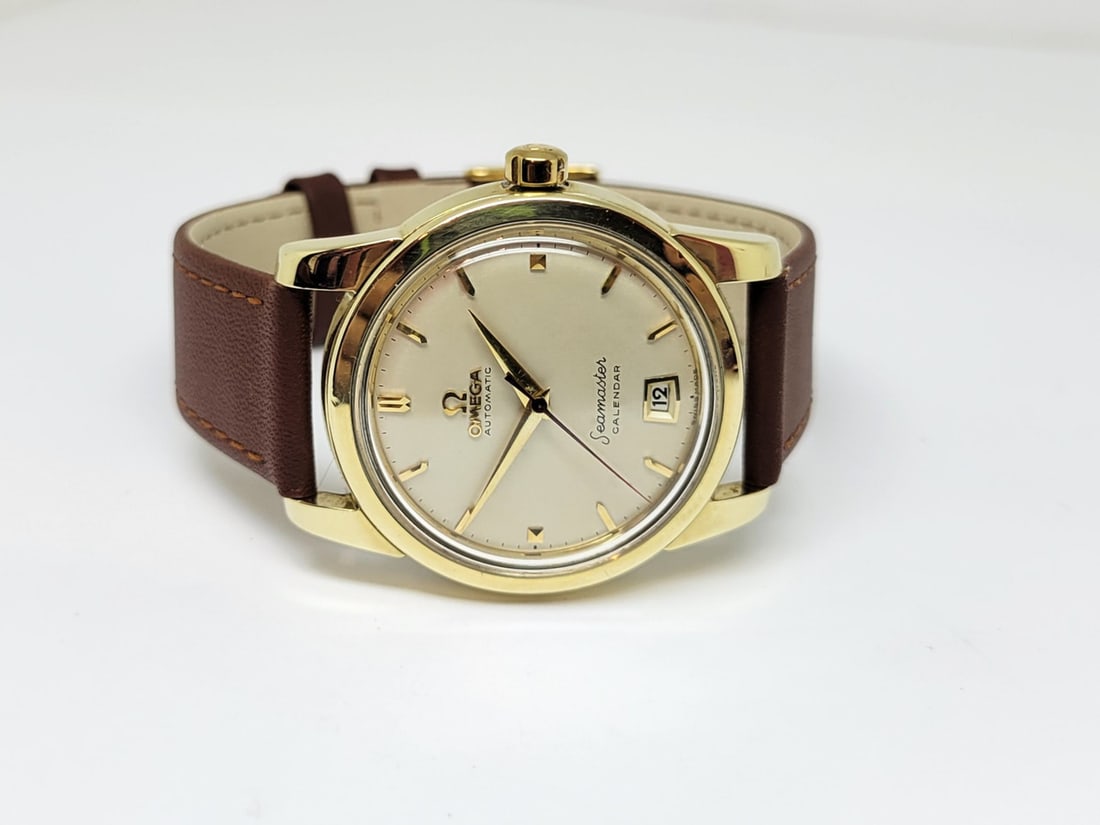 Vintage 14k Gold Cap OMEGA SEAMASTER CALENDAR Automatic Watch Cal 355* 2757-5SC - 2