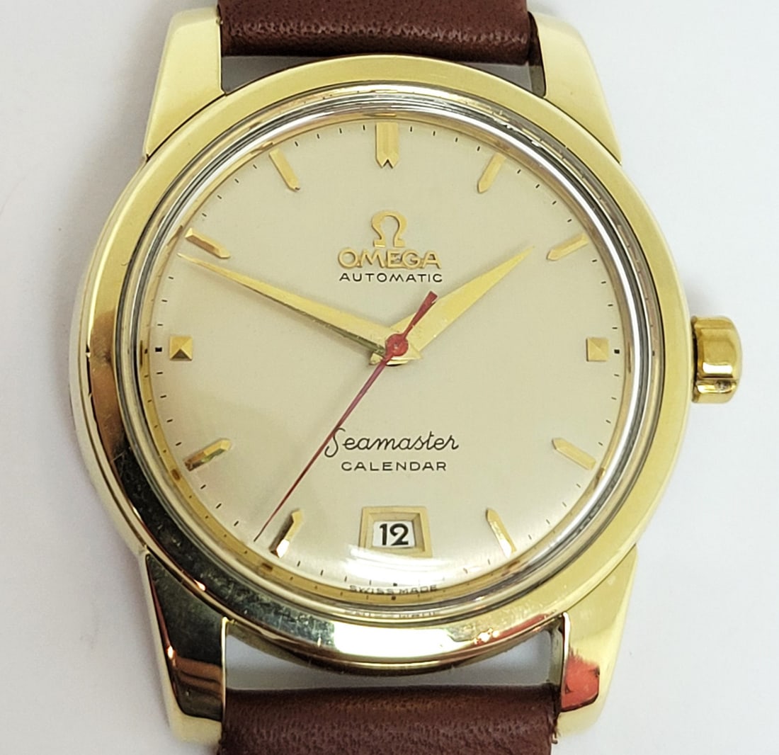 Vintage 14k Gold Cap OMEGA SEAMASTER CALENDAR Automatic Watch Cal 355* 2757-5SC - 9