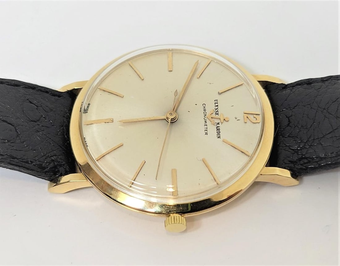 Vintage 18k ULYSSE NARDIN CHRONOMETER Winding Watch Cal N115S c.1960s EXLNT - 10