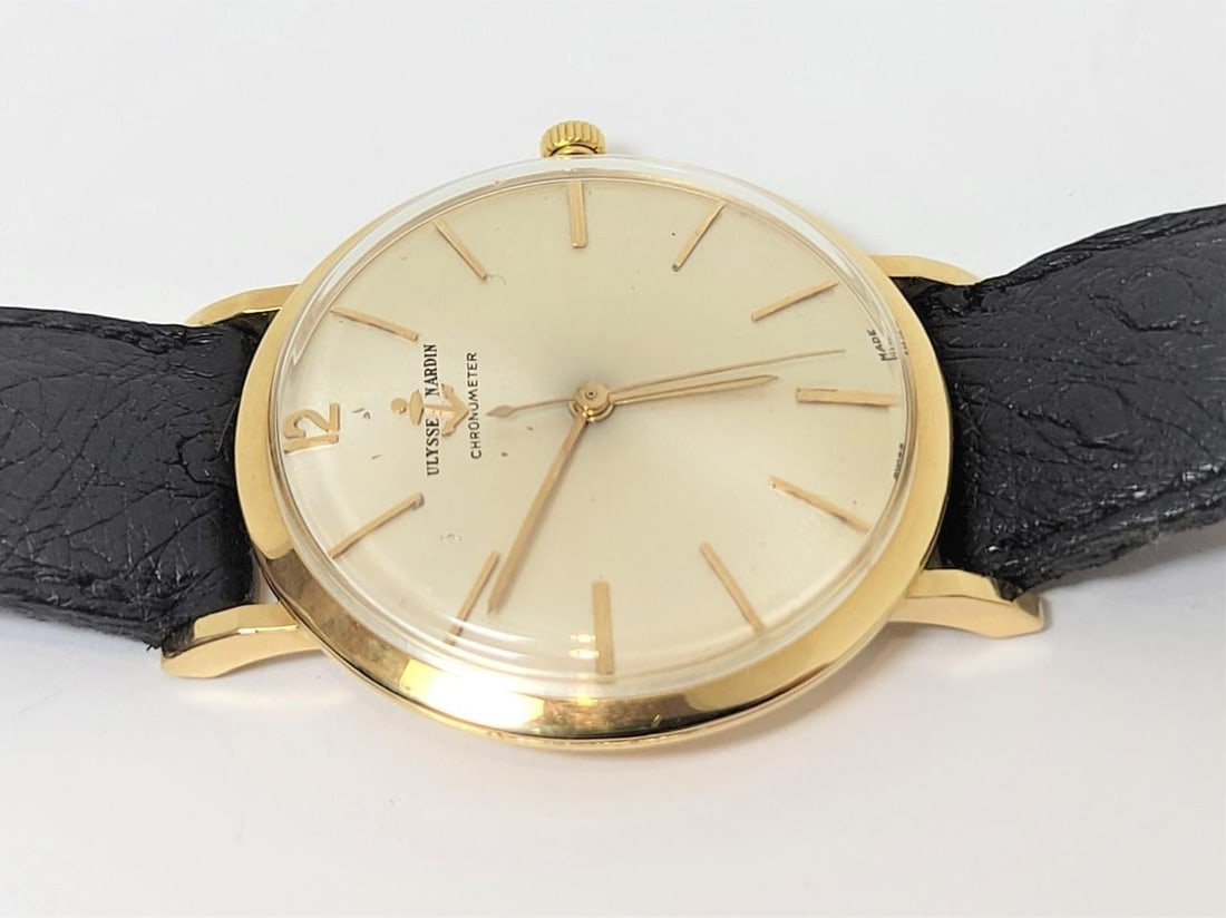 Vintage 18k ULYSSE NARDIN CHRONOMETER Winding Watch Cal N115S c.1960s EXLNT - 8