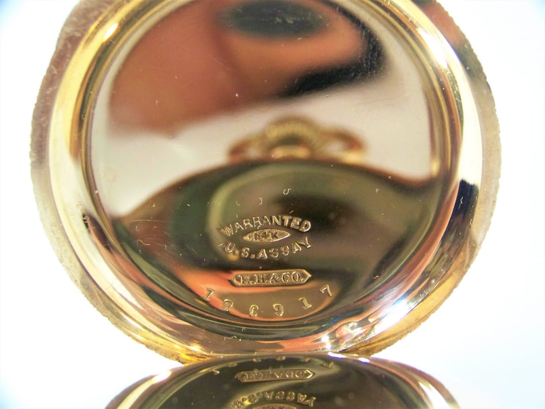 Antique Solid & Heavy 14K Gold E.HOWARD & Co BOSTON watch c.1900 HAND ENGRAVED - 10