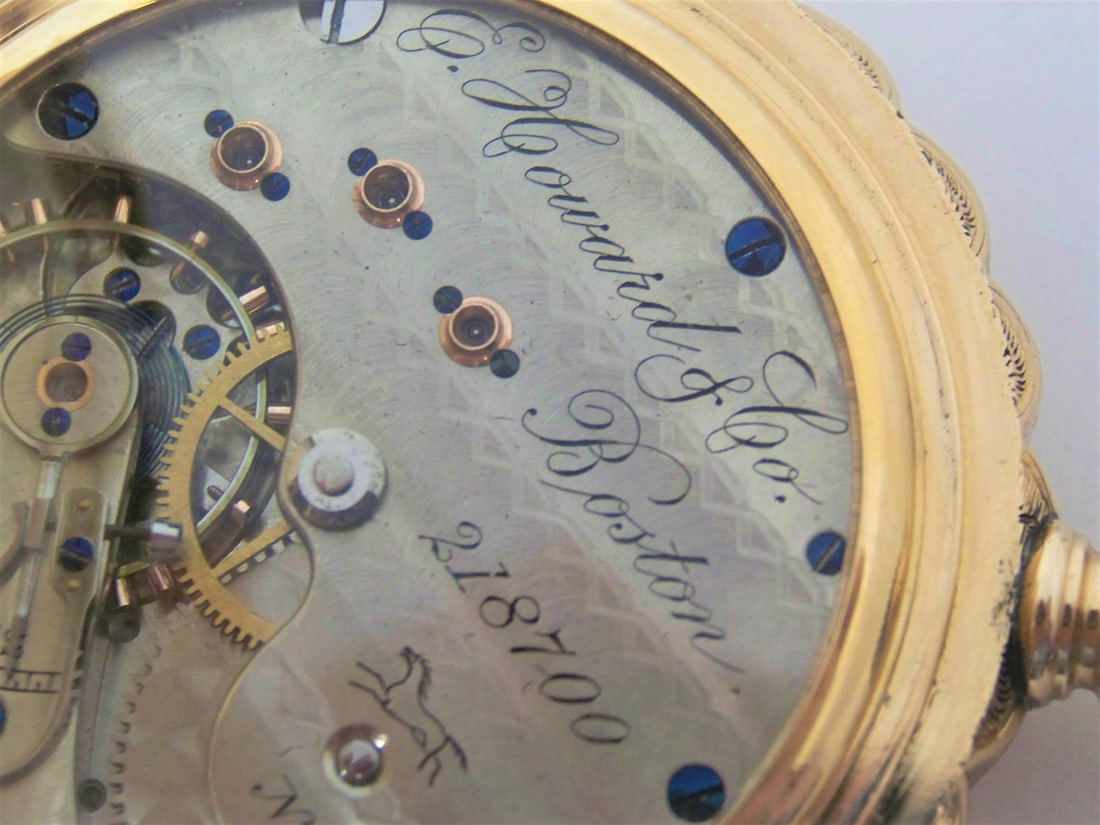 Antique Solid & Heavy 14K Gold E.HOWARD & Co BOSTON watch c.1900 HAND ENGRAVED - 12