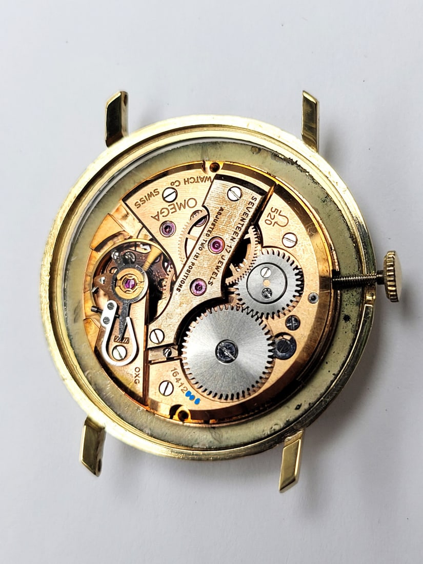 Vintage Mens 18k Gold OMEGA Winding Watch Cal 520 S-6585 c.1958 EXLNT SERVICED - 11