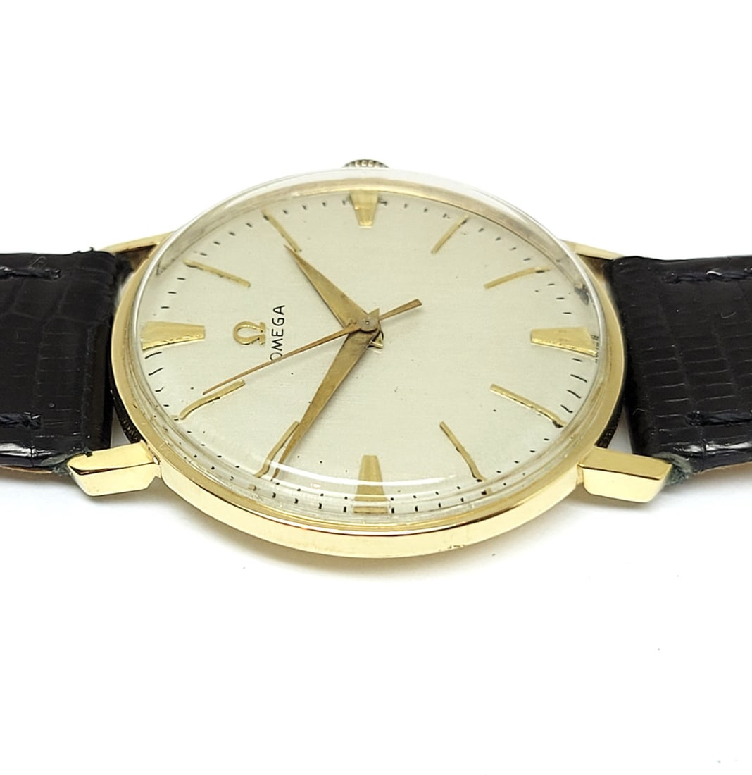 Vintage Mens 18k Gold OMEGA Winding Watch Cal 520 S-6585 c.1958 EXLNT SERVICED - 7