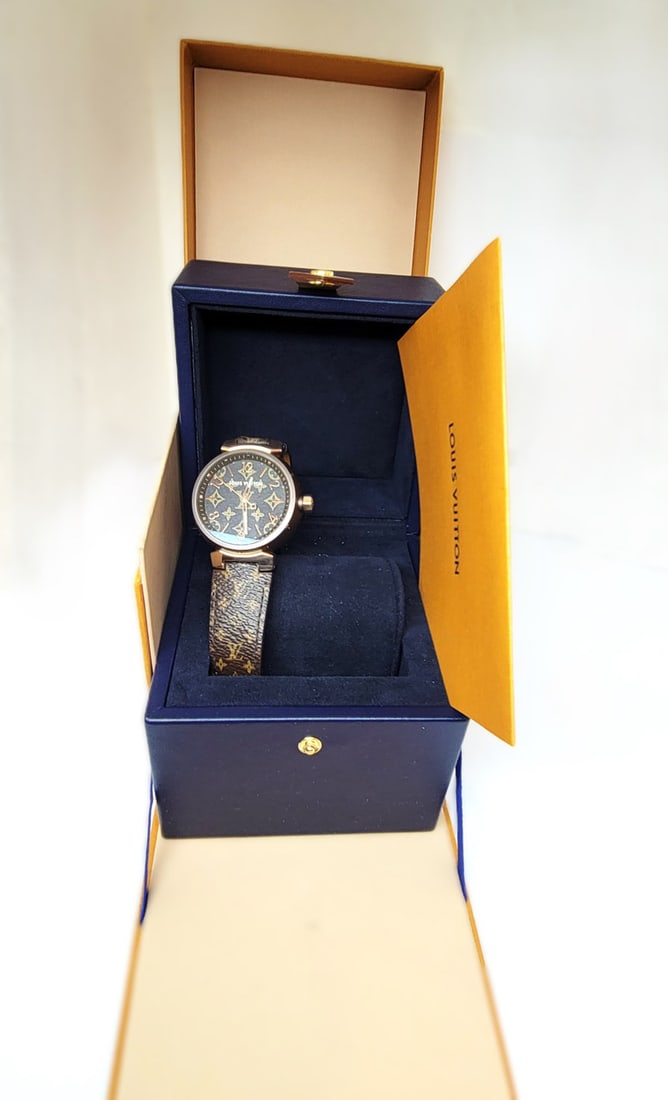 LOUIS VUITTON Watch TAMBOUR GM 38MM QA139 Quartz S/Steel PVD & 18k Rose Gold - 13