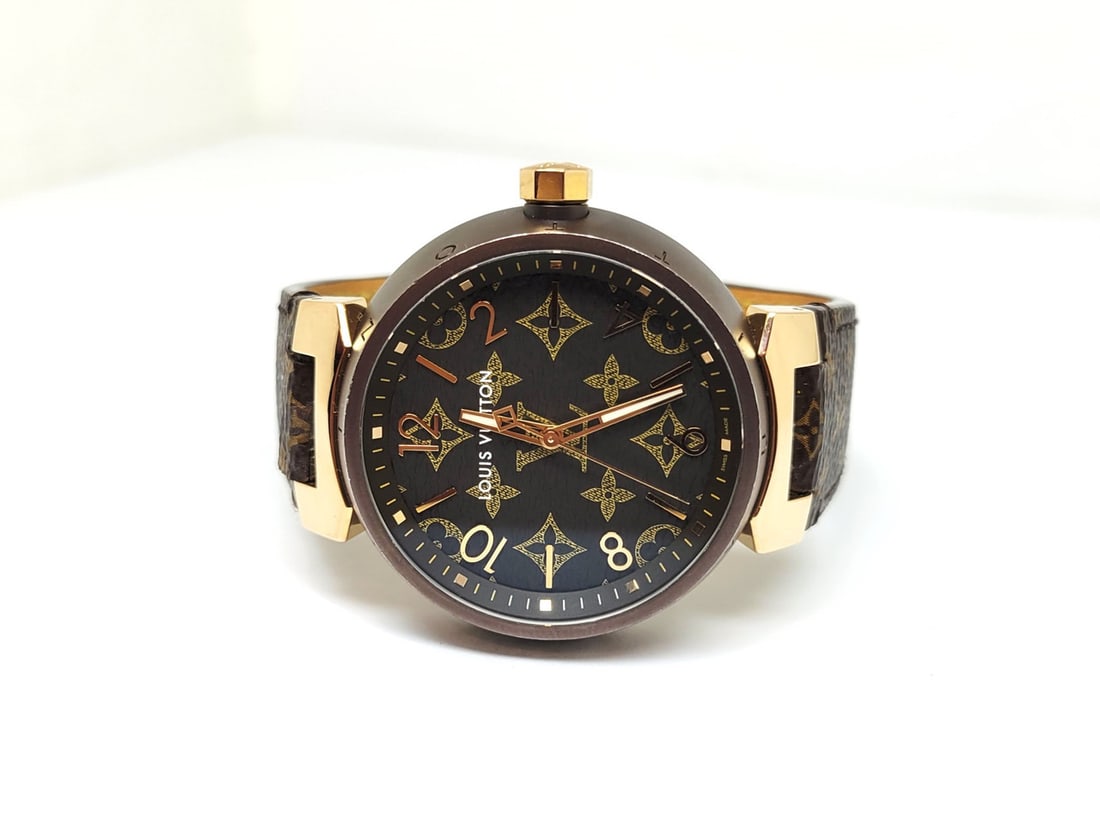 LOUIS VUITTON Watch TAMBOUR GM 38MM QA139 Quartz S/Steel PVD & 18k Rose Gold - 3