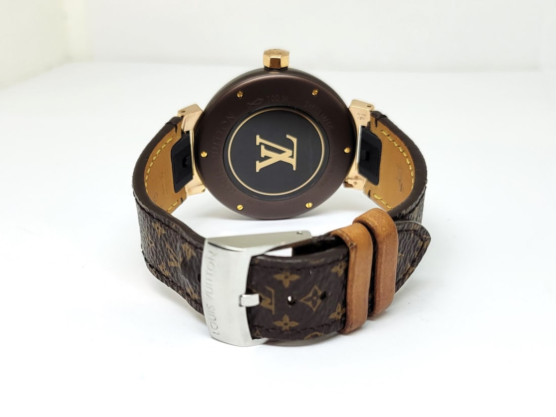 LOUIS VUITTON Watch TAMBOUR GM 38MM QA139 Quartz S/Steel PVD & 18k Rose Gold - 5