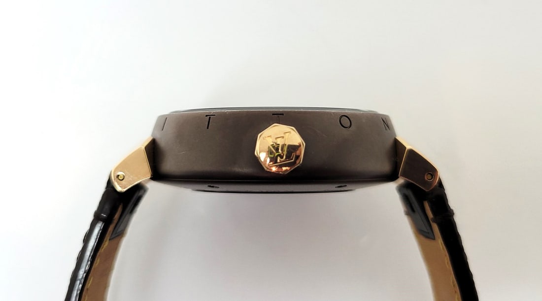 LOUIS VUITTON Watch TAMBOUR GM 38MM QA139 Quartz S/Steel PVD & 18k Rose Gold - 6