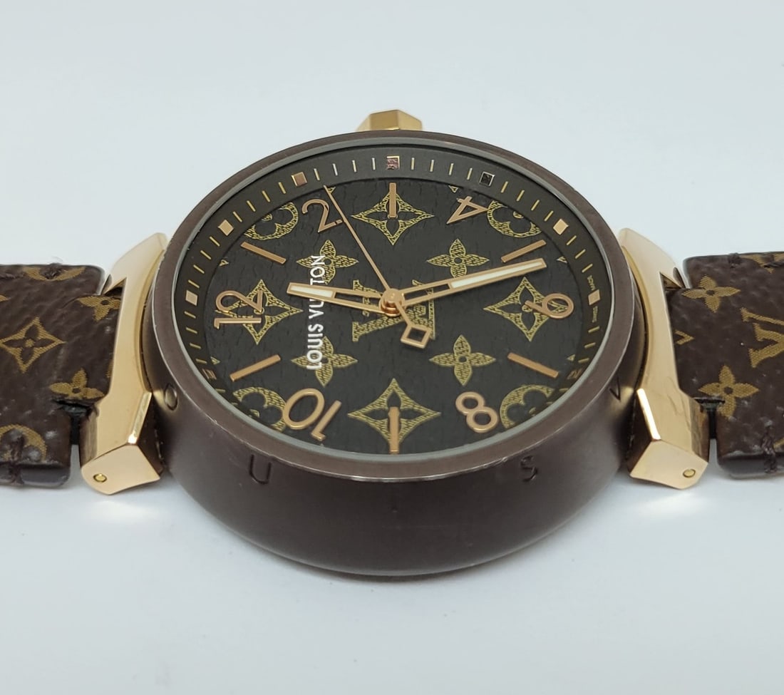 LOUIS VUITTON Watch TAMBOUR GM 38MM QA139 Quartz S/Steel PVD & 18k Rose Gold - 8