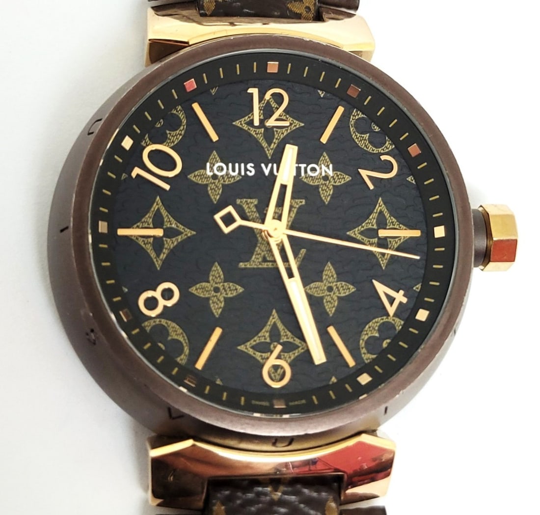 LOUIS VUITTON Watch TAMBOUR GM 38MM QA139 Quartz S/Steel PVD & 18k Rose Gold - 9