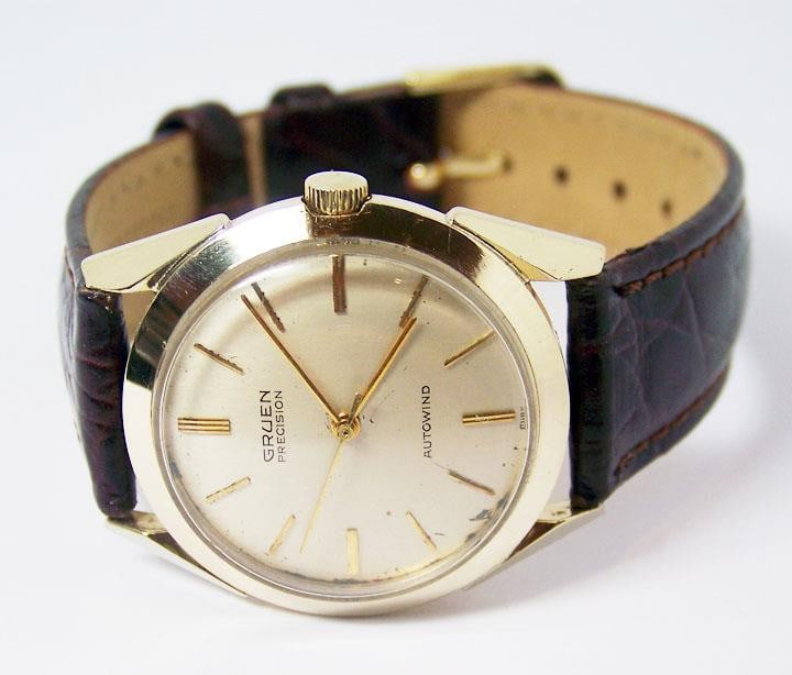 Vintage 14k GRUEN PRECISION 23J Mens Automatic Watch 1950s* EXLNT* SERVICED - 3