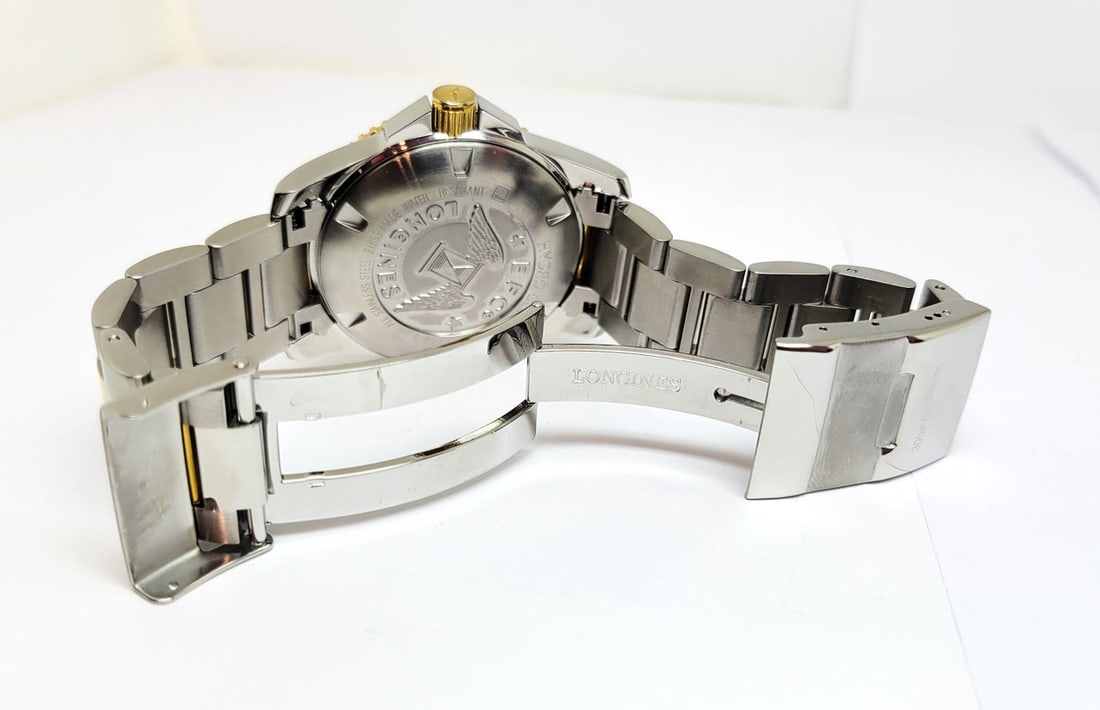 Mens Two Tone S/Steel LONGINES Hydro Conquest Automatic Black Dial Watch L3.742.3 - 11