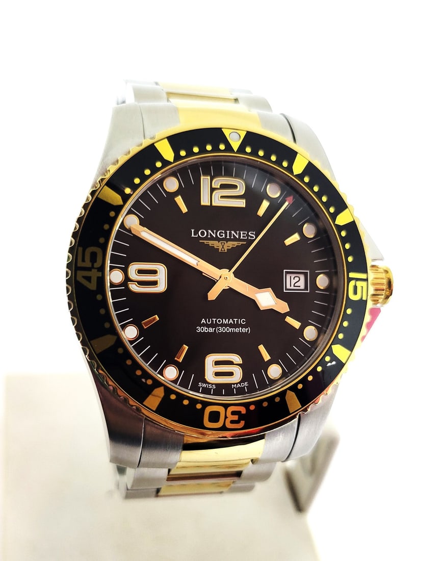 Mens Two Tone S/Steel LONGINES Hydro Conquest Automatic Black Dial Watch L3.742.3 - 2