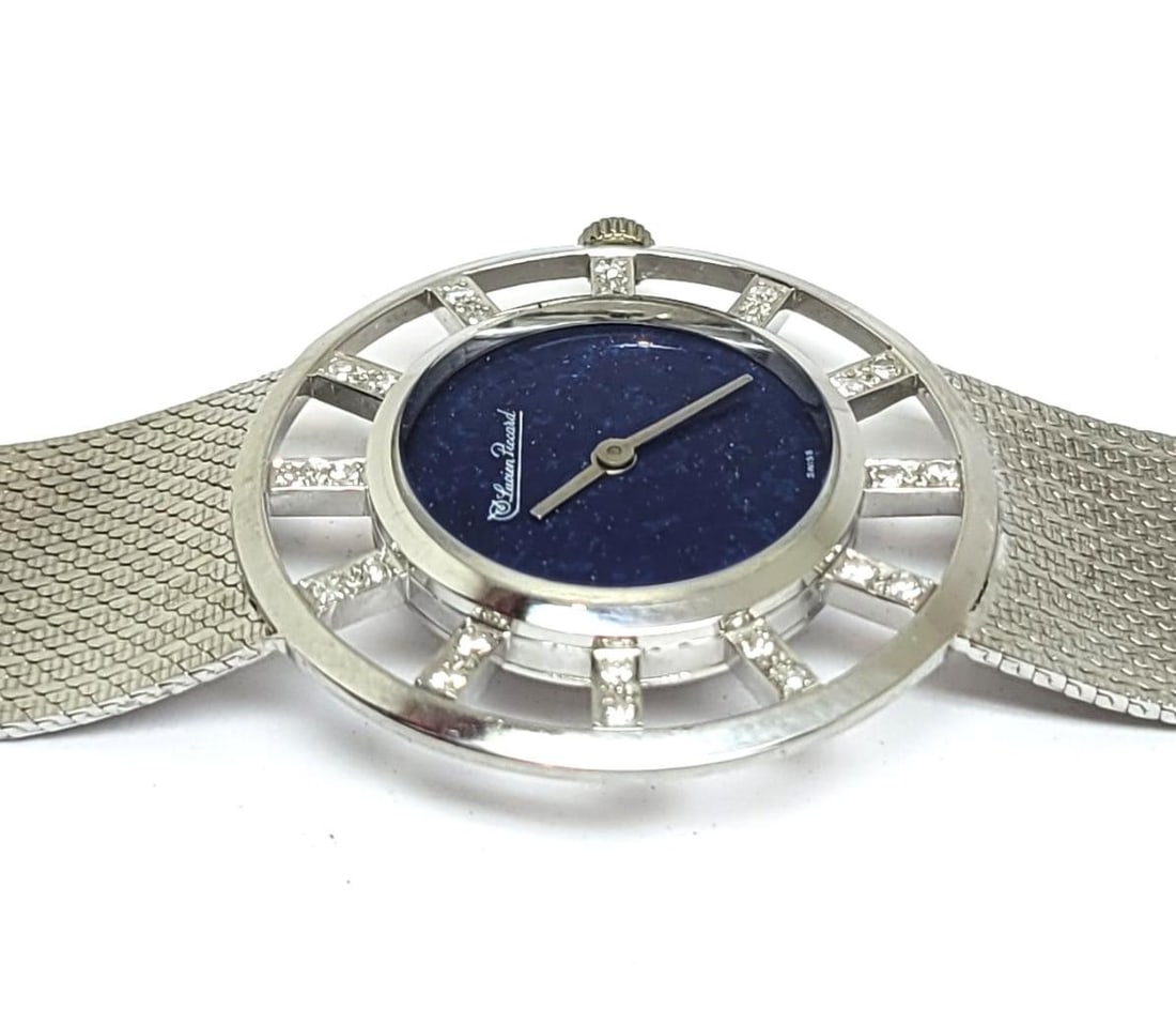 Vintage 14k White Gold LUCIEN PICCARD Ladies Winding Watch with Diamonds* EXLNT - 8