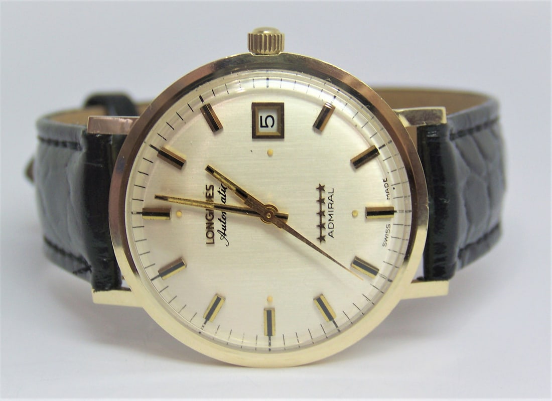 Vintage 14k LONGINES 5 Star Admiral Automatic DATE Watch 1970s Cal.2784* EXLNT - 2