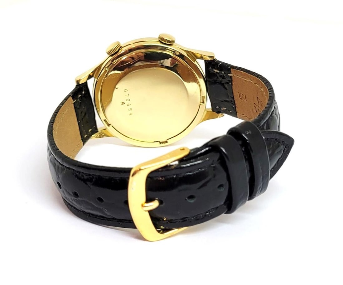 Vintage 18K JAEGER-LeCOULTRE Winding MEMOVOX Alarm Watch c.1950s Cal 489 EXLNT - 7