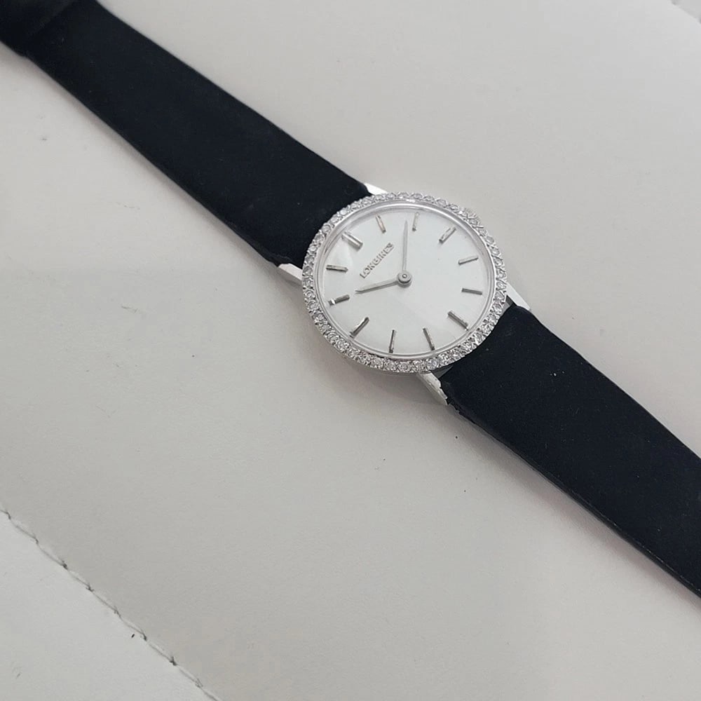 Longines 14k White Gold 28mm 1960s Ladies Cocktail Diamond Hand Wind Watch RA654 - 7