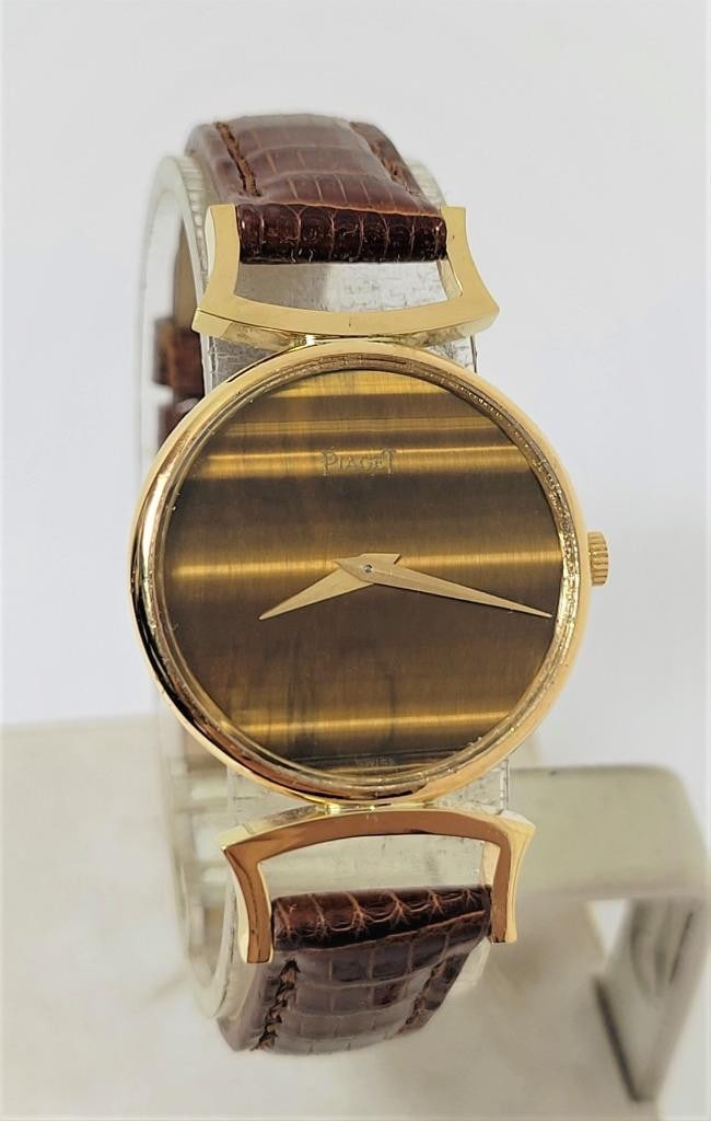 Solid 18k PIAGET Ladies Dress Watch Ref 9015 Cal 9P with Tiger-Eye Stone Dial - 4