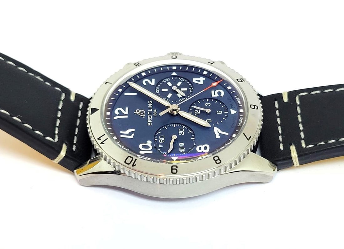 S/Steel Mens BREITLING CLASSIC AVI Chronograph Automatic Watch A23380* MINT - 8