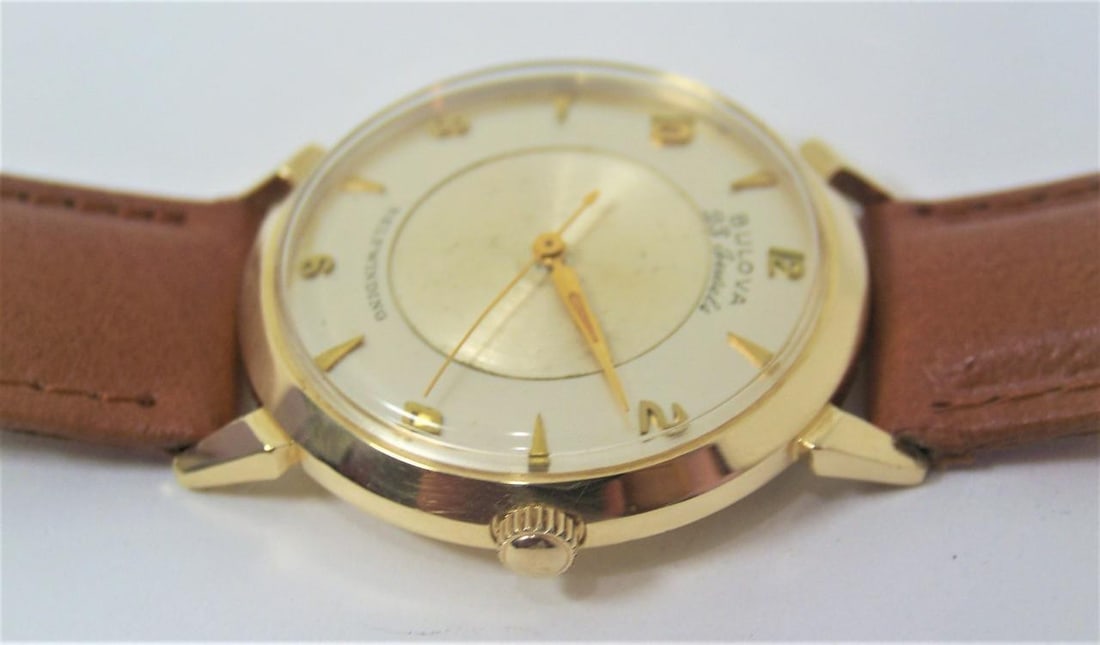 Vintage Solid 14k BULOVA MYSTRY DIAL Mens Automatic Watch Cal 10BZAC c.1959 - 10