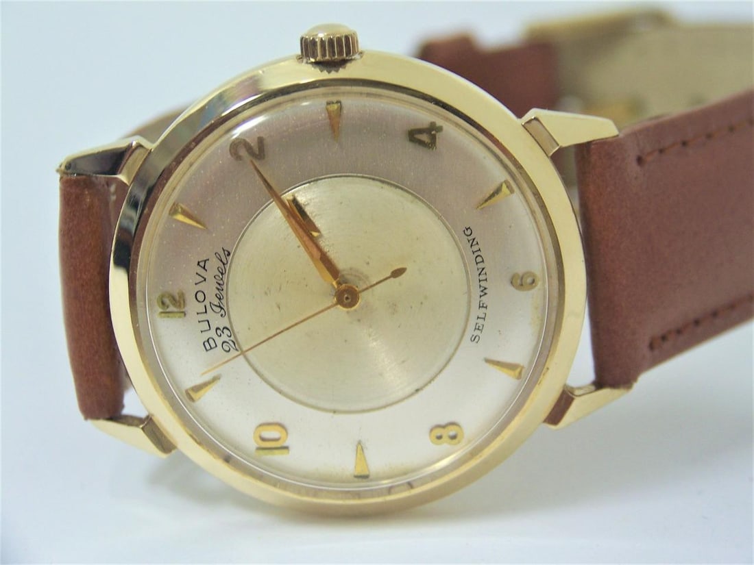 Vintage Solid 14k BULOVA MYSTRY DIAL Mens Automatic Watch Cal 10BZAC c.1959 - 6