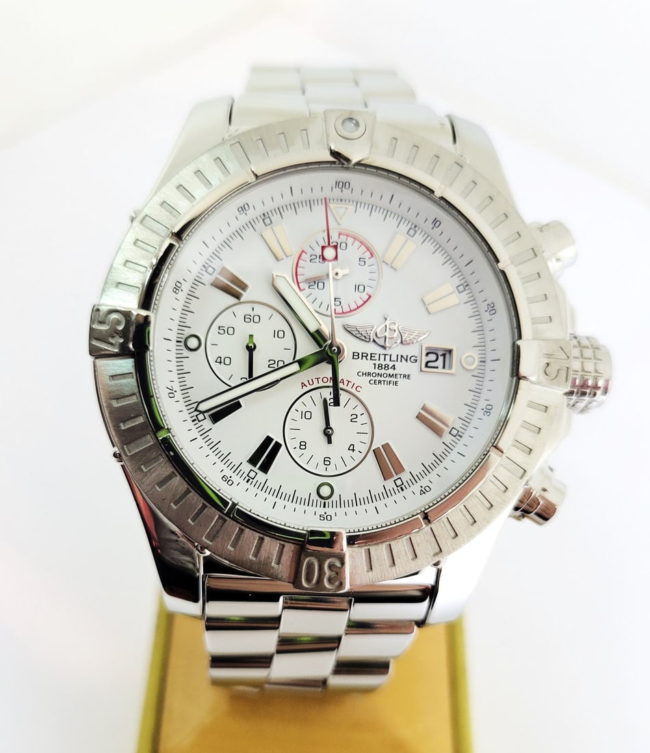 Mensl S/Steel BREITLING SUPER AVENGER Chronograph Automatic Watch A13370 EXLNT - 2