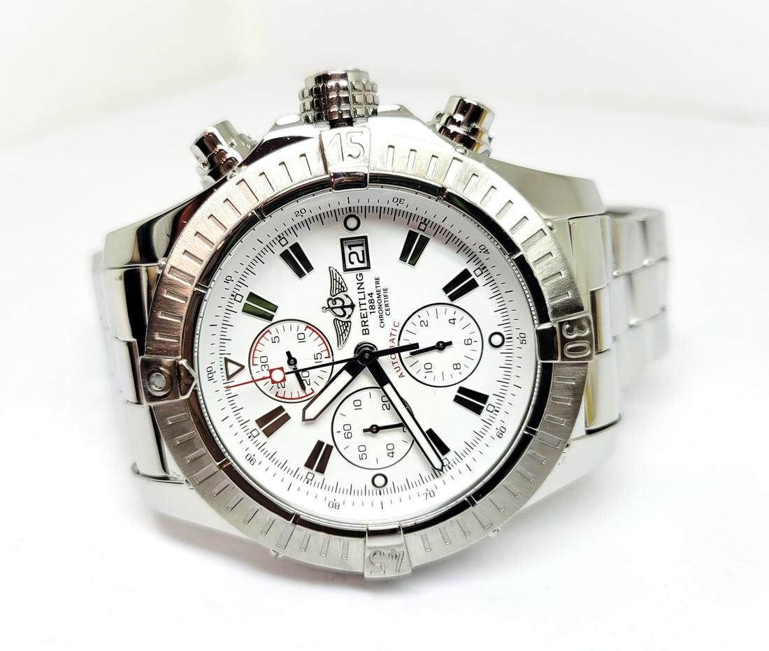 Mensl S/Steel BREITLING SUPER AVENGER Chronograph Automatic Watch A13370 EXLNT - 3