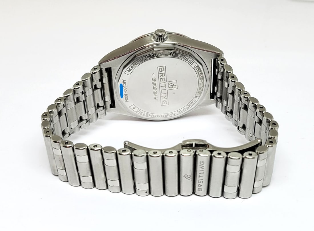 S/Steel BREITLING CHRONOMAT Automatic Watch with Diamond Bezel A13080* EXLNT - 5