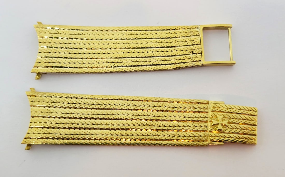 SOLID 18k Yellow VACHRON CONSTANTIN Watch Bracelet 18 mm Logs* EXLNT 45 grams - 11