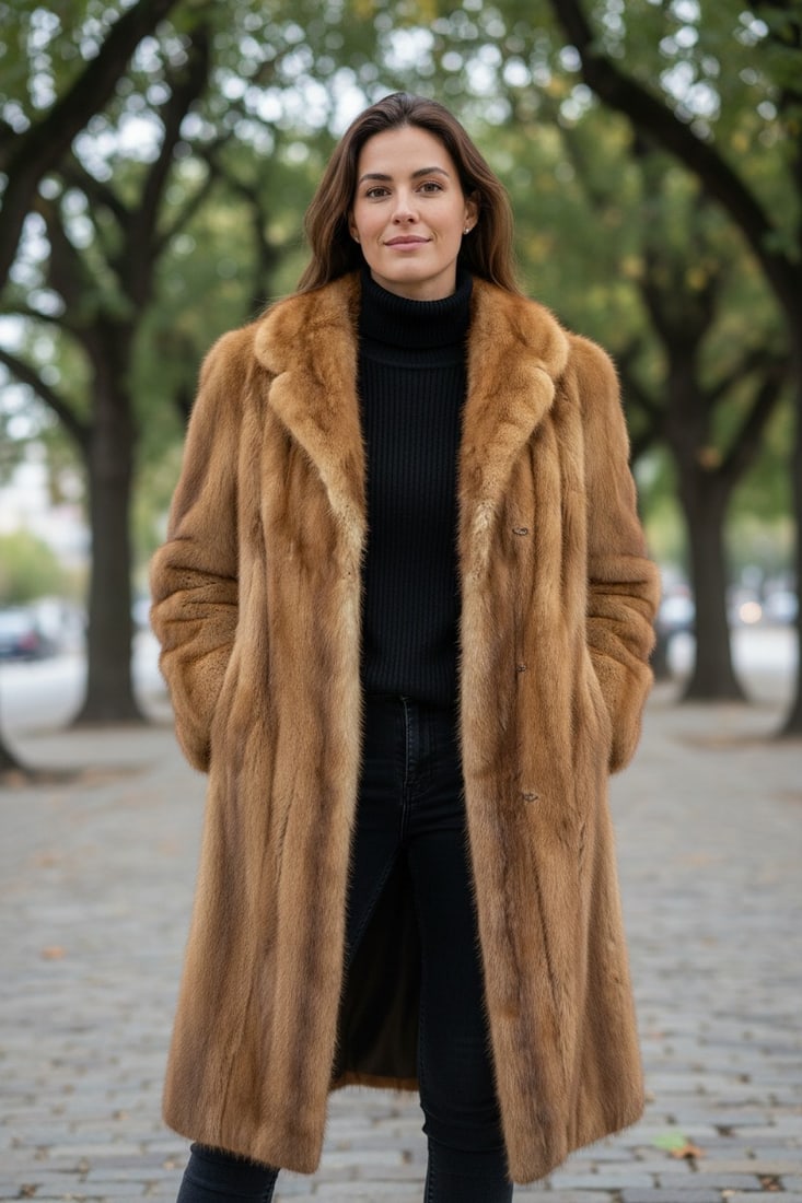 BEIGE MINK FUR COAT EU: XL ; US: 18 - 2