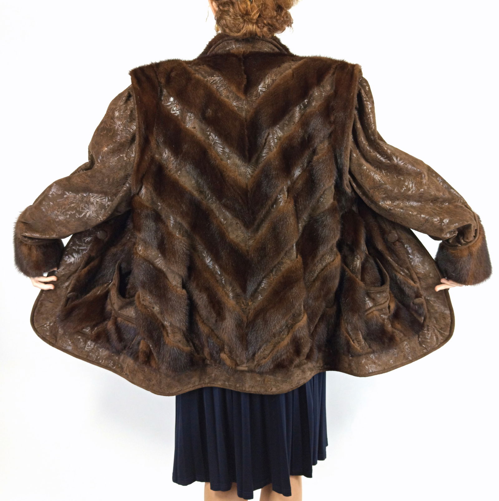 BROWN MINK JACKET EU: XXL ; US: 22 - 3