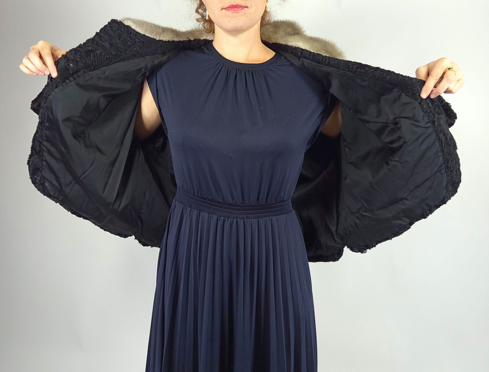 PLANTINUM MINK & BLACK KARABUL FUR JACKET EU: XL; US: 20 - 11