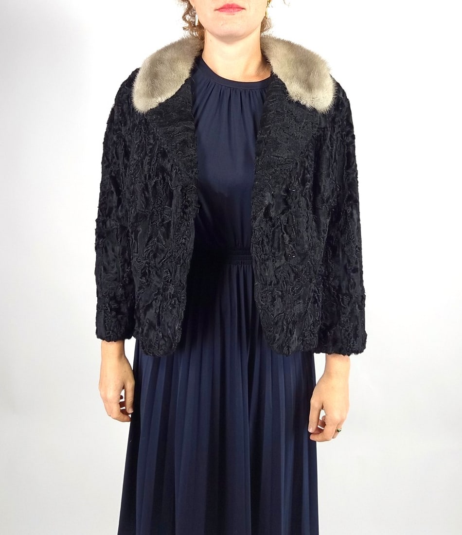 PLANTINUM MINK & BLACK KARABUL FUR JACKET EU: XL; US: 20 - 5
