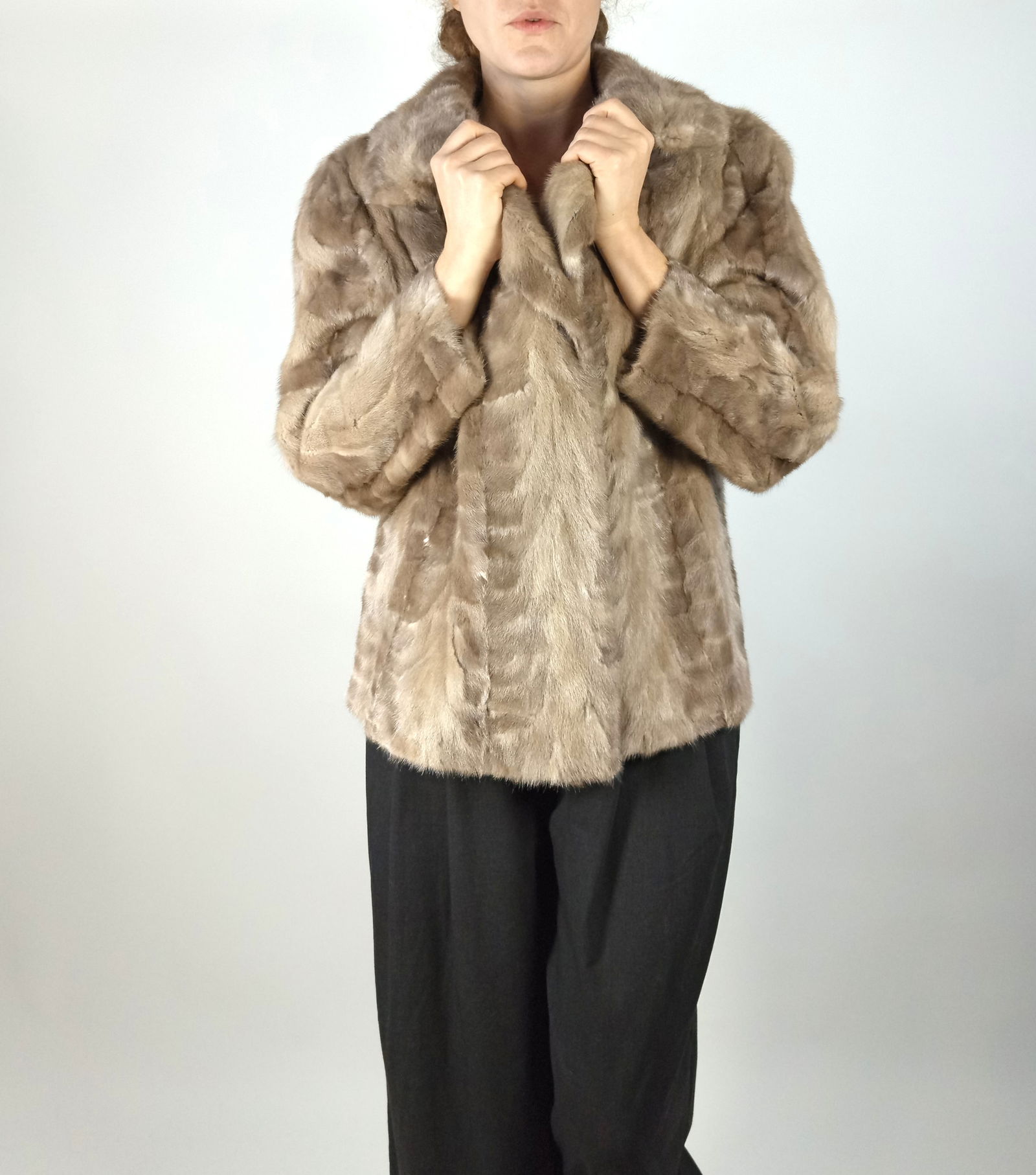 PLATINUM MINK FUR JACKET EU: L - US:18 - 2