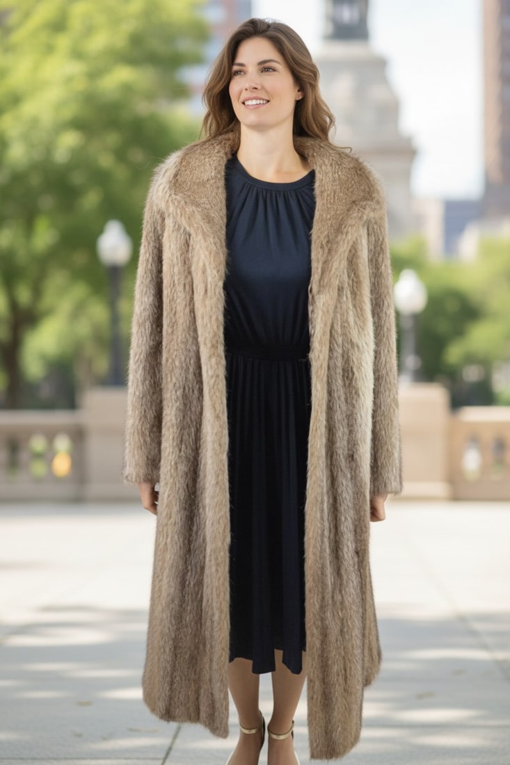 BLONDE NUTRIA FUR COAT EU: XXL ; US: 24: Title: BLONDE NUTRIA FUR COAT EU: XXL ; US: 24 Description: Closure: 3hooks ; 2 pockets; We offer in house shipping - Fedex shipping =55$; 3-7 working days to US - Combine shipping + $30 per item : Eu